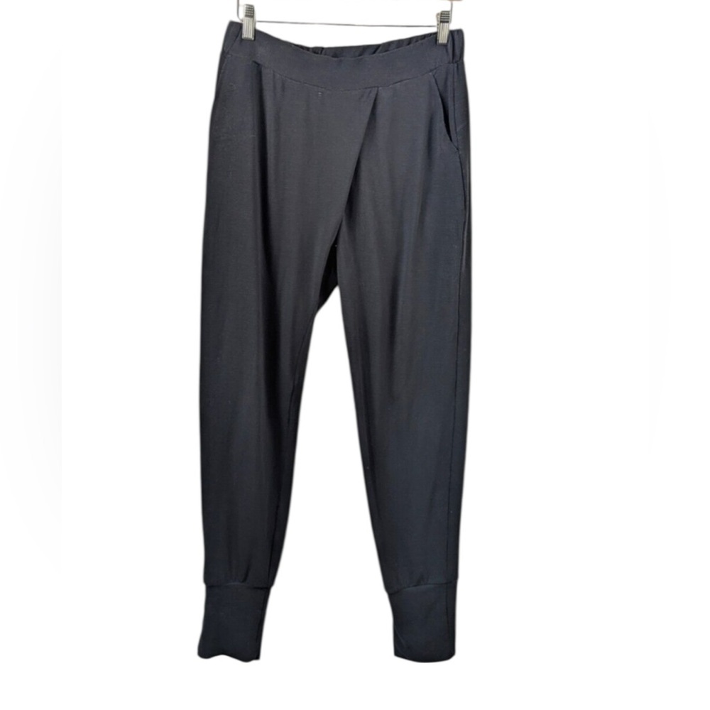 Prana Black Crossover Waist Jogger Pants size Large